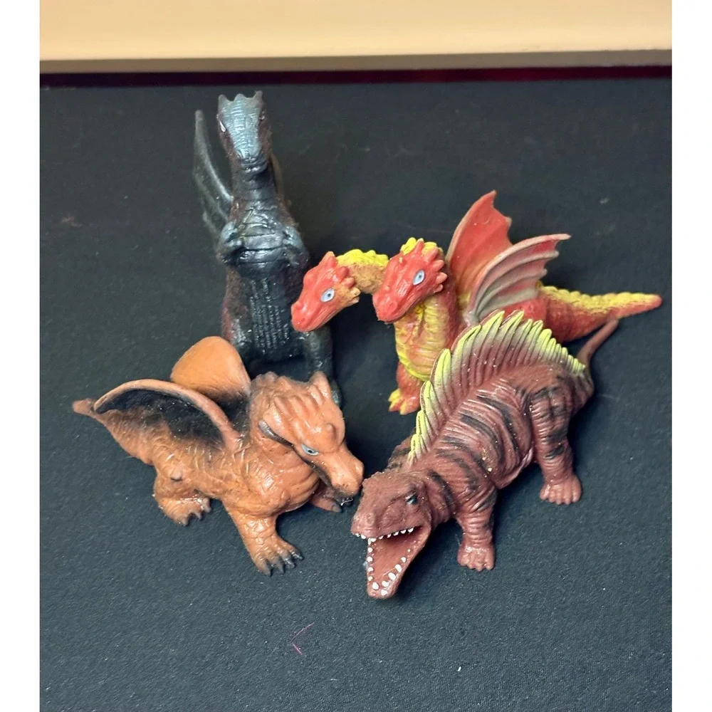 Toy Major 2005 Dragon Dinosaur Figures Lot 9 Squishy Rubber EPS Bead Filled Toys